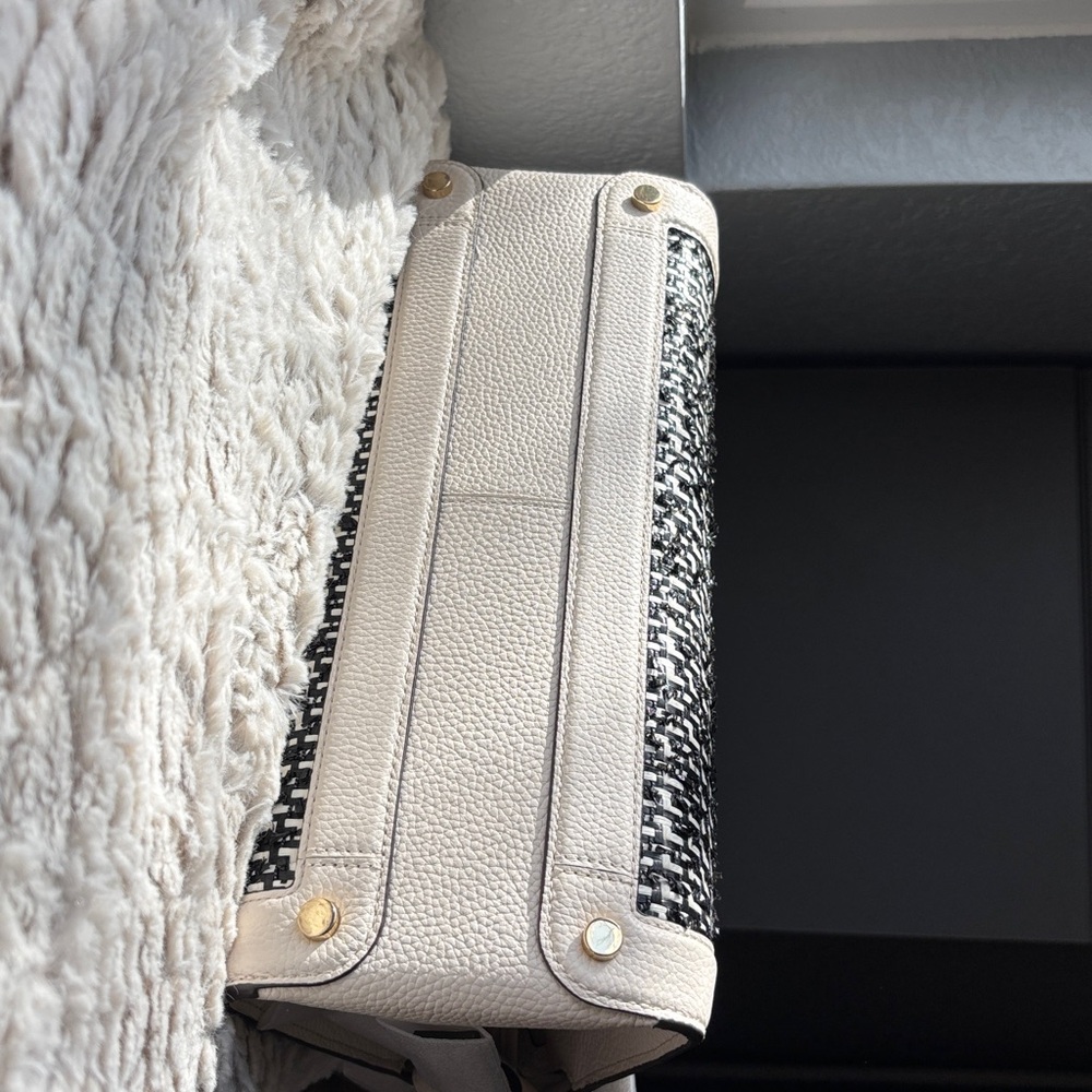 ♠️ KATE SPADE || Knott Raffia Tweed Medium Zip-top Satchel+dustbag, parchment - Picture 7 of 16